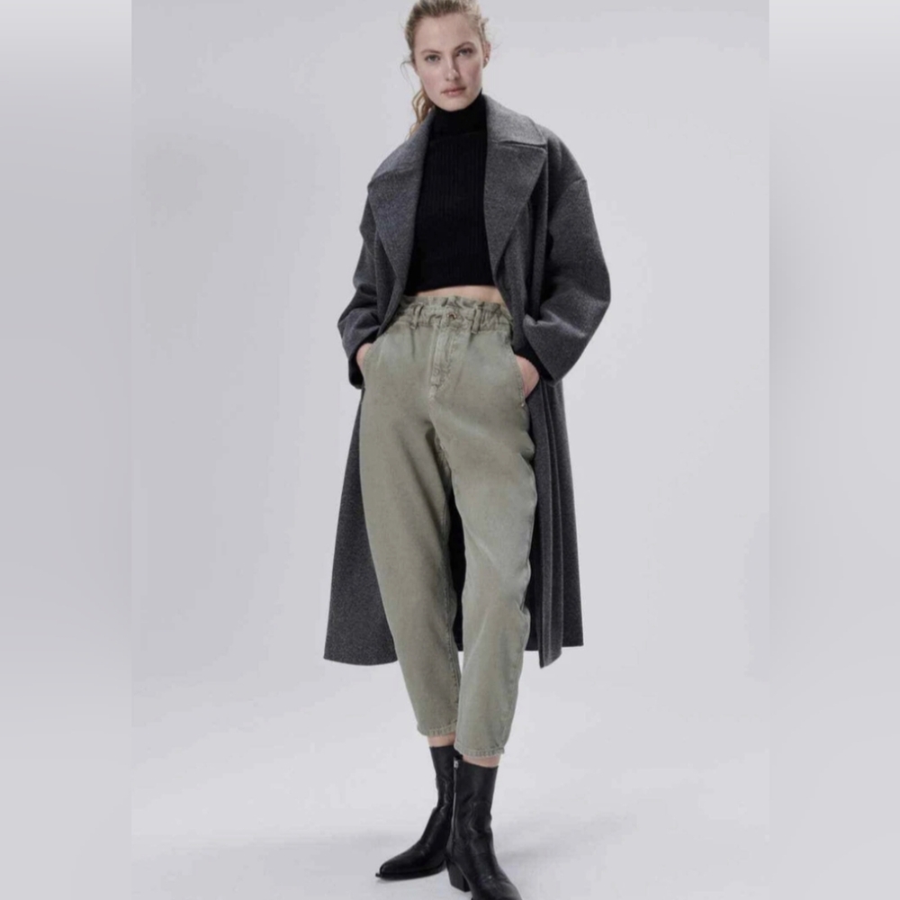 Zara Green Pants with Relaxed Fit #4